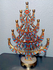 1965 Vintage Terra Sancta Brass Menorah Made in Israel Judaica Mid Century 11
