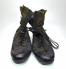 Original Vietnam War Era Jungle Combat Boots Black Leather OD Canvas Size 10 picture