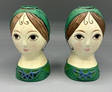 Vtg papier-mâché Green Lady Bust candlesticks by LAURIDS LÖNBORG Denmark 60s-70s picture