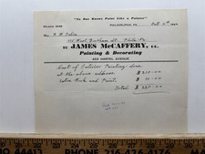 1944 James McCaffery Painting Philadelphia PA Receipt Bill Billhead Vintage picture