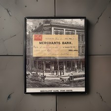 Framed Display February 3rd 1899 Check Merchant’s Bank Fort Smith Arkansas VTG picture