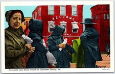 VINTAGE MENNONITE AMISH PEOPLE LANCASTER COUNTY PA STEINFELDT POSTCARD PU picture