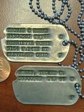WW2 WWII USA Military Notched Dog Tags T43- 44 Protestant 68th Thomas Monks Ohio picture