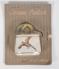 RARE Vtg Yale & Towne Ceramic Padlock New in Package with Keys Pheasant Bird picture
