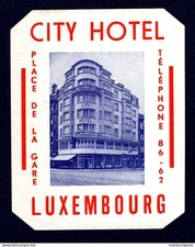 Vintage  Luggage Label  Hotel label CITY HOTEL Luxembourg MINT picture