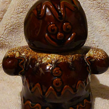 Vintage Hull Pottery Gingerbread Man Cookie Jar Brown Drip Glaze EXCELLENT picture