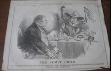 Wow  1856 Original POLITICAL CARTOON - United States LITTLE JONATHAN Teething picture