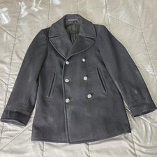 VTG 40s WWII US Navy Wool Pea Coat 36 Naval Clothing Depot Stenciled AF Buttons picture