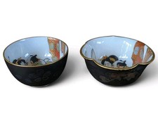 Pair Japanese Kutani Porcelain Sake Cups Hand Painted Gilt Figural Signed picture