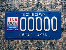 1996 Michigan US Olympic Education Center Sample License Plate Mint Olympics picture