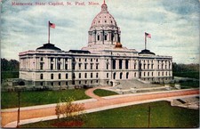 St Paul MN Minnesota State Capitol 1920s Downtown Divided Back Postcard picture