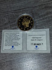 2014 AMERICAN MINT CHIEF ENGRAVER JAMES B. LONGACRE 1849-C OPEN WREATH 24K... picture