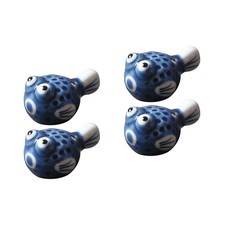 Hemoton Ceramic Chopstick Rest Set of 4 - Puffer 4.8X3.2X2.3CM, Dark Blue  picture