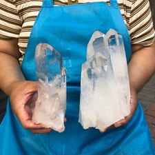 2pcs 4.46 LB Natural Clear Quartz Cluster Crystal Mineral Heals Specimen 6748 picture