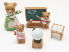 VTG Homco School Classroom Bears #1409 Figurines 5ct Porcelain Sri Lanka D3745 picture