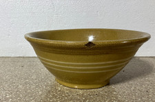 Antique McCoy Yellow Ware Striped Nesting Bowl 1880s American 10