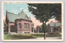 Fredonia NY Forest Hill Cemetery Chapel Vintage Postcard 1937 Posted picture