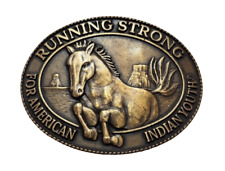 NEW Horse Running Strong For American Indian Youth Belt Buckle 1996 Billy Mills picture