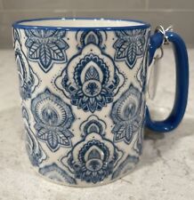 BLUE WHITE TILE Mug 10 Strawberry St 16oz BELLA Floral Toile Chinoiserie BLUCKY picture