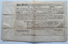 1819 New York Militia Commission – Governor DeWitt Clinton – Elisha Waters – picture