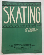 Vintage Sheet Music Skating By Marie Cheswoth Roller Skates 10.5 x 13.75 Inches picture