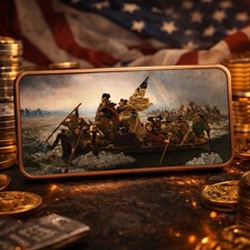 George Washington Crosses the Delaware 10oz AVDP .999 Fine Copper picture