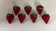 Vtg Pierre Deux French Country strawberry velvet holiday ornaments set of seven picture
