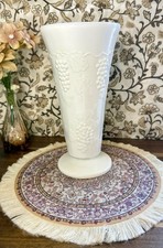 Vintage Indiana Glass Colony Harvest Grape Milk Glass Footed Vase 7.75” White picture