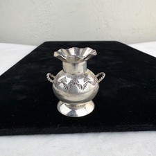 Larger Navajo Miniature Sterling Silver Urn or Flower Vase by Elizabeth Whitman picture