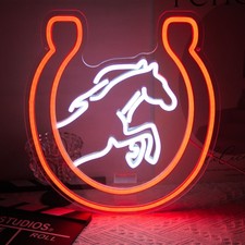 Horse Neon Sign for Wall Kentucky Derby Preakness Stakes Decoration Horseshoe... picture