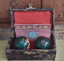 Vintage BAODING CHINESE HARMONY YING YANG IRON BALLS, ORIGINAL BOX picture