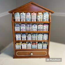 Vintage 1989 Lenox Spice Village 24 Porcelain Jars COMPLETE Set Display Shelf picture