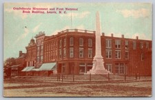 c1910 Confederate Monument & 1st National Bank Lenoir North Carolina NC Postcard picture