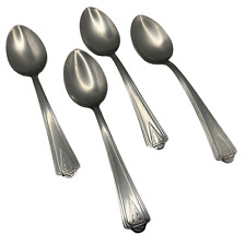 DS Stainless Steel USA Art Deco Diamond Large Spoons 1940s Set of 4 picture