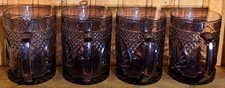 Vtg Cristal d Arques Amethyst Purple Mugs Set of 4 Luminarc France Antique Cut picture