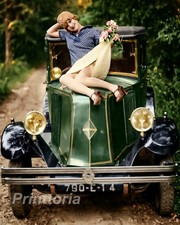 1920s VINTAGE CAR ❤️ Flapper Girl Classic 1920s Auto Photography - 8x10 Photo picture