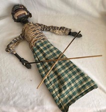 Vintage Wayang Golek Indonesian Wood Rod Puppet Ogre Buta Java Batik Hand Carved picture