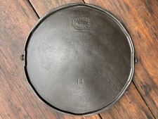 Favorite Piqua Ware #14 Smiley Logo Bailed Griddle picture