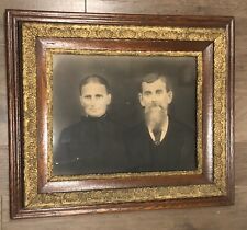 1800’s Golden Wooden Framed Portrait Of Couple Spooky Ideal For Haunted House picture