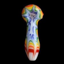 Chameleon Glass Rainbow Splat Glass Pipe - Rainbow / White picture