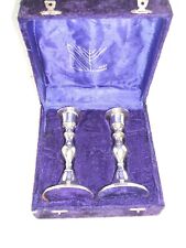 alef judaica Candlesticks 5 3/4”Silver plated,never used, box edges have scrapes picture