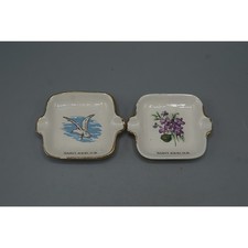 Vtg Shamrock Ceramics Saint John NB Canada Ashtray Set Seagull Floral Gold Trim picture