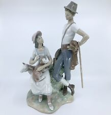 VTG Porcelain Lladro Serenity Shepherd Couple Lamb Figurine With Hook 15” As Is picture