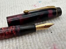 Rare Vintage Conway Stewart Duro No50 Red Marbled Fountain Pen - Button Filler picture