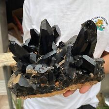 7.8lb Large Natural Black Smoky Quartz Crystal Cluster Rough Mineral Specimen picture