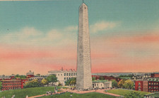 Bunker Hill Monument of Charlestown Boston Massachusetts Linen Vintage Post Card picture