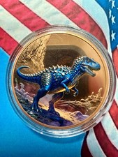 🔥🔥T-REX 1OZ 999FINE COPPER T-REX DINOSAUR COLORIZED ROUND/AMERICAN BULLION🔥🔥 picture