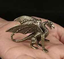 Brass Pterosaur Dragon Animal Figurine Small Statue Table Home Decoration Gifts picture