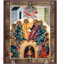 Wood Icon Pentecost Descent of The Holy Spirit Сошествие Святого Духа 6.8 x 8.2