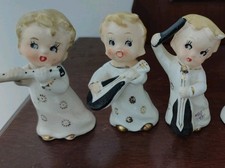 Vintage 1950s Japan Christmas Angel Band  Ceramic Figurines set of 5 Musicians  picture
